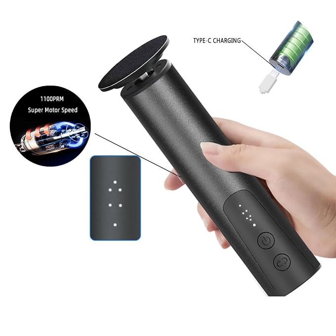 Cordless Electric Callus Remover for Feet with Nail File Sander 2 in 1 Rechargeable Foot File Grinder for Dead Skin Crack Dry Calluses with Sandpaper Disk 6 Speed Adjustable