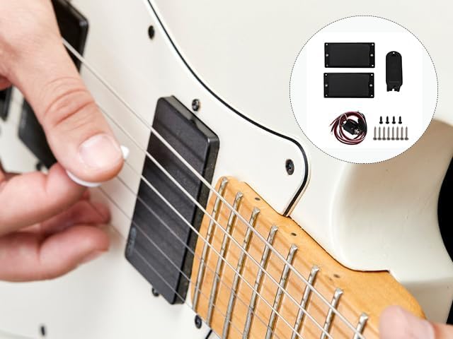 Mxfans 2Pieces Double Coil Ceramic Magnet Active Pickup fits Electric Guitar Black
