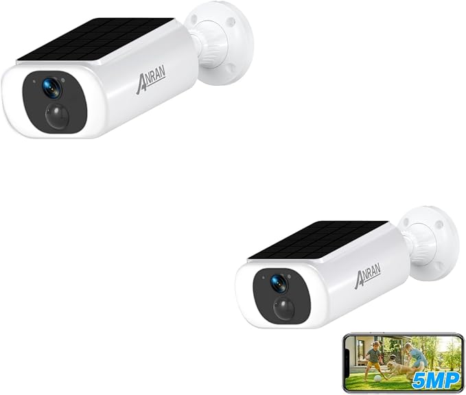 ANRAN 2K Solar Security Cameras Wireless Outdoor & 5MP Solar Security Camera Outdoor, Wireless Battery Powered WiFi Camera for Home