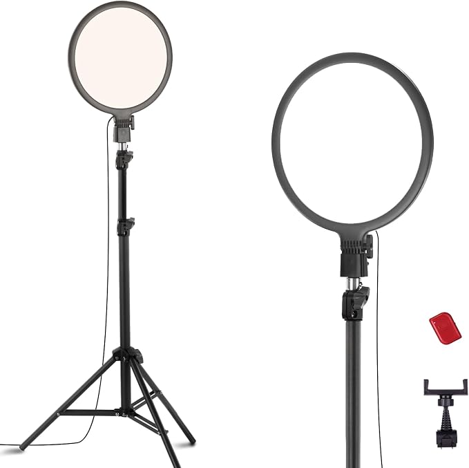 NEEWER Basics 10" Ring Light with 63" Tripod Stand/Phone Holder/Remote Compatible with iPhone, 15W Bi Color Full Screen Edge Lit LED Lighting CRI95+ for Video Recording Selfie Streaming Makeup, R10L