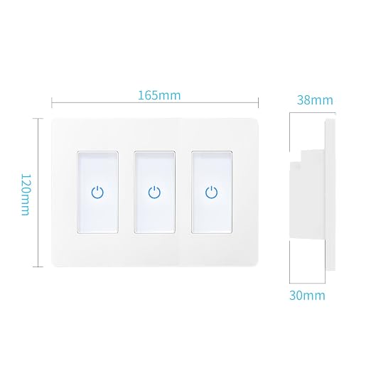Milfra Touch Smart Switch 3 Gang, WiFi Light Switch Compatible With Alexa and Assistant, Neutral Wire Needed, No Hub Required, White, M22-1-3-DY