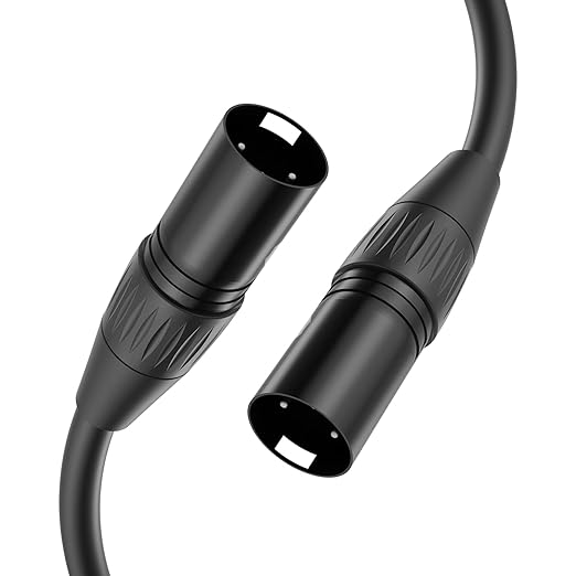 XLR Cable Male to Male + Female to Female, 3-Pin, Black, 25 AWG, 20 AWG, Microphone, Indoor, Connecting Microphones to Audio Equipment