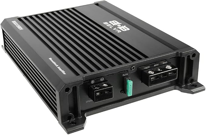 Belva BXA15001 1500W Peak BX-Series 2-Ohm Stable Class-A/B Monoblock Car Audio MOSFET Amplifier with Remote Subwoofer Level Control