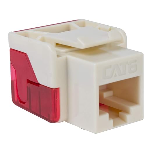 ICC CAT6 Keystone Jack with Inline IDC No Pair Split Wiring (Easier Termination) UL Listed PoE++ TAA Compliant for Wall Plate or Patch Panel, Works with JackEasy Termination Tool, Almond
