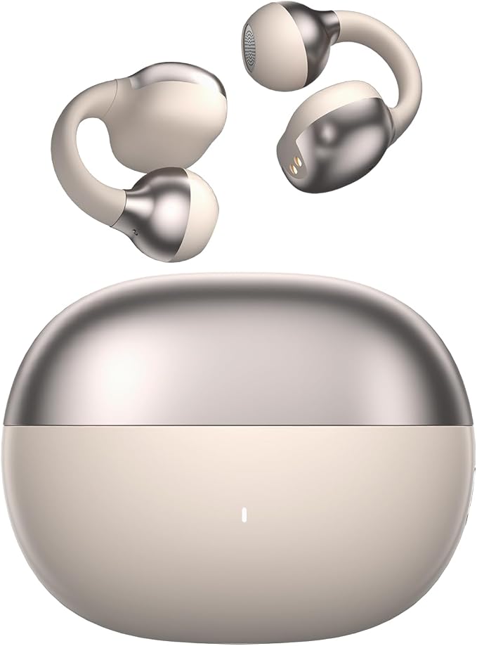 Open Ear Clip-On Earbuds, Wireless Bluetooth Lightweight Ear Buds, Comfortable Fit with Crystal Clear Sound, 50H Playtime, Water Resistant Clip Headphones for Running, Workout & Glasses Wearers