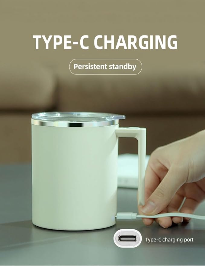 Self Stirring Mug,Self Stirring Coffee Mug, Suitable for Coffee, Milk, Cocoa and Other Beverages (White)