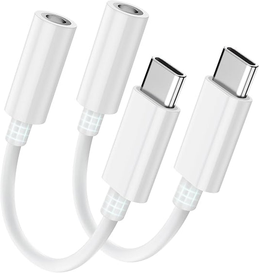 Seulliya USB C to 3.5mm Headphone Jack Adapter for iPhone 17/16/15 Pro/Max, Hi-Res Audio DAC Dongle, 3.5mm Aux Cord Converter for Samsung Galaxy, iPad, Car, USB-C Devices 2Pack