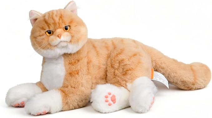 Chongker Realistic Interactive Robot Cat Plush for Seniors, Companion Stuffed Cat with Meowing, Purring, Heartbeat Vibration & Voice Response, Soft Robotic Cat for Relaxation and Emotional Comfort