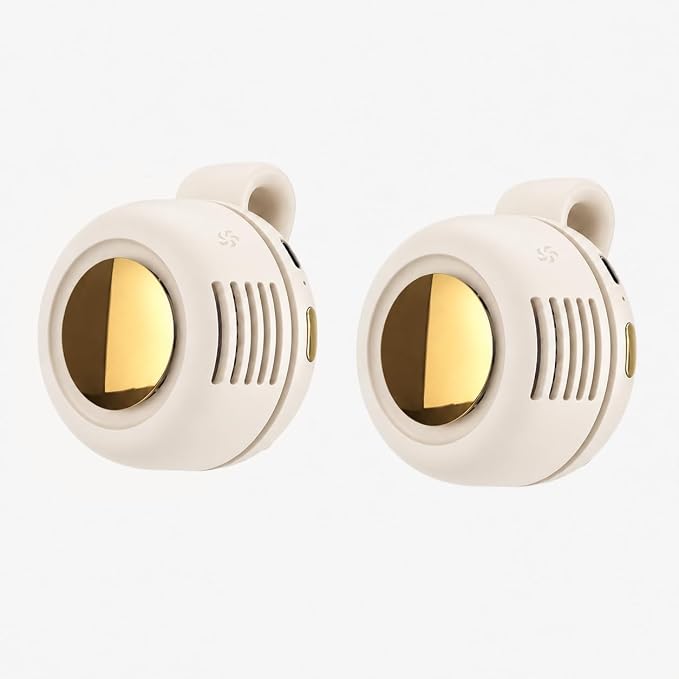 Portable Silent Mini Bladeless Fan Clip On, Small Fan Clip on for Shirt & Waist, Adjustable 3-Speed Suspended Whirlwind Fans, For Outdoor & Travel & Office, Travel Accessories (1, white)