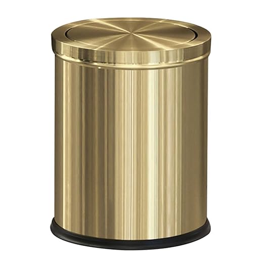 15L/4GAL Gold Bathroom Trash Can, Small Waste Basket with Flipping Lid, Golden Garbage Can for Bathroom,Living Room,Hotel,Office(Singer Gold)