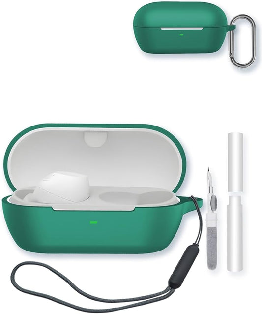 Silicone Case Compatible with Sony WF-C710N Truly Wireless Noise-Canceling Earbuds,Cleaning Kit and Lanyard Soft Protective Shockproof Cover for Sony WF-C710N-Green