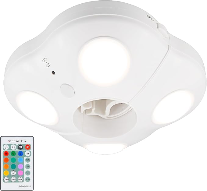LUXSWAY Color Changing Patio Umbrella Light, Battery Operated - White