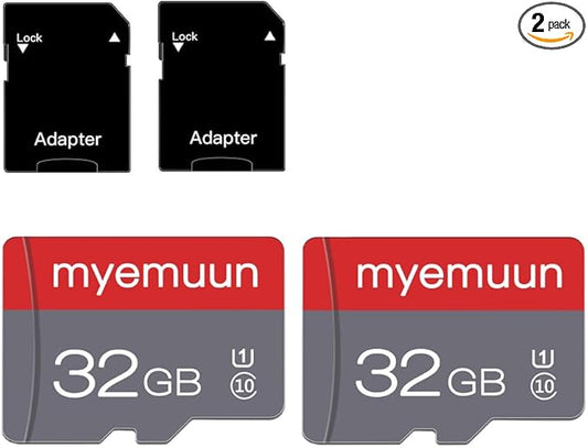 2 Pack 32 GB Micro Memory Card with Adapter, TF Memory Card Class 10, Mini Memory Card for Smartphone/Tablet/Camera/Personal Computer (32GB*2)