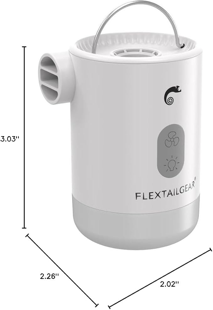 FLEXTAILGEAR 4.5kPa Air Pump for Inflatables, Portable Air Pump with Led Light, 3600 mAh Rechargeable Battery Air Mattress Pump Inflator Pump for Pool Floats Boats Sleeping Pads Inflatable Toys