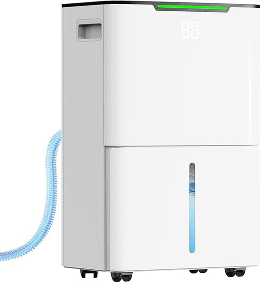 Dehumidifier for Home Basement, 34 Pints Dehumidifiers with Drain Hose for 1500 Sq. Ft Bedroom Bathroom Small Room RV, 3 Working Modes, Smart Humidity Control, 24H Timer, Auto Defrost