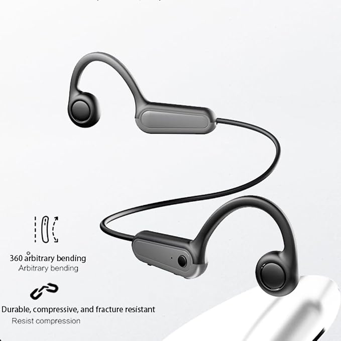 AYI True Bone Conduction Bluetooth Headphones Open Ear Headset Painless Wear Stereo Earphone 11H Playtime Lightweight Stable & Comfortable Sports Headphone for Driving Bicycling Running Skiing-White