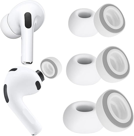 KASOTT 2025 Upgraded for AirPods Pro 3 Memory Foam&Silicone Hybrid Ear Tips, Ultimate Comfort, Anti-Slip Eartips, Superior Noise Isolation, Fits in The Charging Case, 3 Pairs (Grey, Assorted S/M/L)