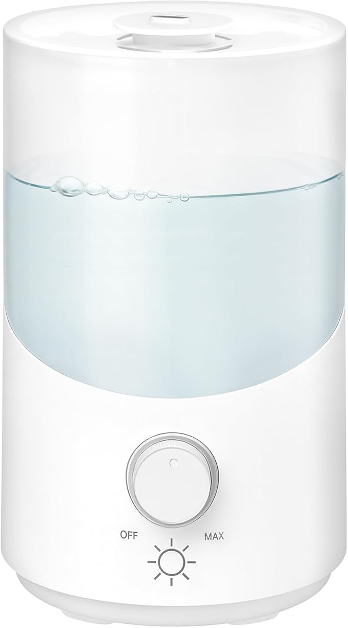 Cool Mist Humidifier for Bedroom, 3L Top Fill Ultrasonic Air Humidifier with Adjustable Knob Control, Quiet Operation, Auto Shut-Off, BPA-Free for Home, Baby, Office, Plants 6L