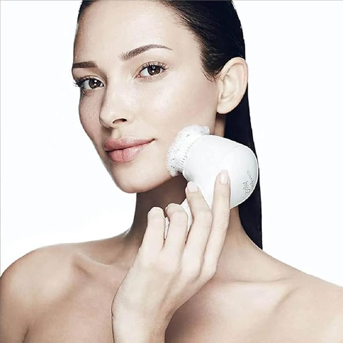 Microtree Electric Facial Cleansing Brush and Brush Head Replacement, Sonic Vibrating Rechargeable Face Scrubber Exfoliator, 2 Speeds for Gentle Clean