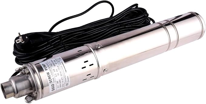 Submersible Deep Well Pump 3.5" OD Pipe 1" Outlet 0.5KW 0.7HP Stainless Steel Submersible Screw Water Pumps for Industrial and Home Use