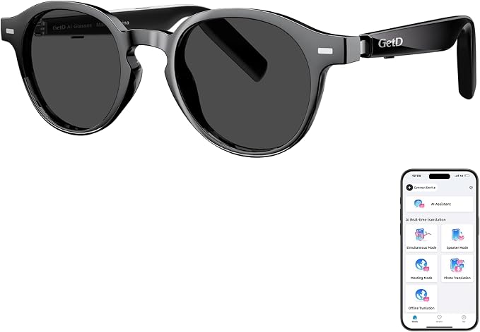 GetD 2026 New AI Glasses for Men & Women, Smart Sunglasses Powered by ChatGPT with 145-Language Translation, Bluetooth Sunglasses, 11H Music/9H Call, UV400 Polarized Lenses for Travel & Daily Use