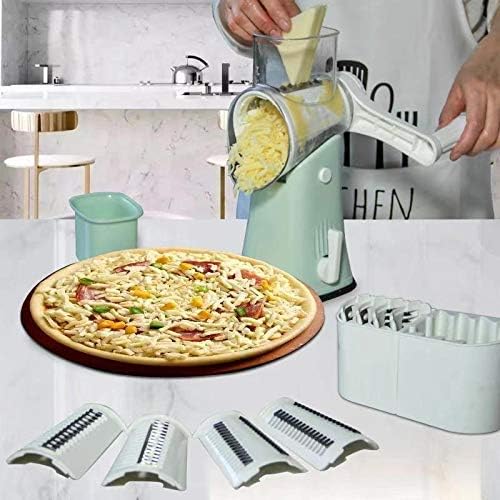 VEKAYA 5 in 1 Rotary Cheese Grater and Stainless Steel Madoline Slicer