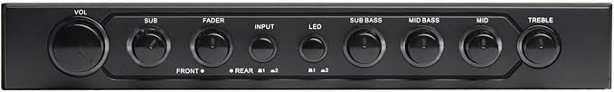 Autotek ATEQ709 4-Band Audio Equalizer with Built-in 2-Way Crossover, 9 Volts, 1/2 DIN, re-amp EQ with Front/Rear Active Crossover, and Selectable 12dB high-Pass Crossover,Black