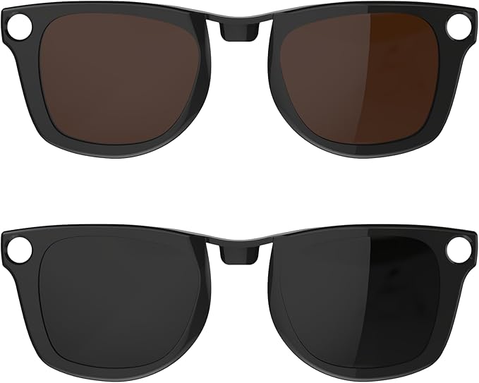 HIBLOKS 2Pcs Polarized Clip for Ray-Ban Meta Wayfarer RW4006 & Gen 2 RW4012 Regular (50-22), Shiny Black Frame Discoloration Clip for RayBan Meta Gen 2 Protect Your Eyes, (Black+Brown)