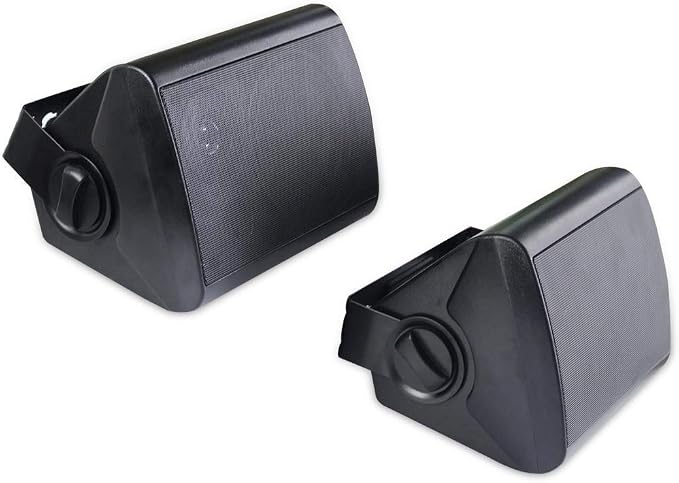 Herdio 5.25 Inch Indoor Outdoor Bluetooth Speakers Patio Waterproof Wired Wall Mount System 300 Watts (Black)