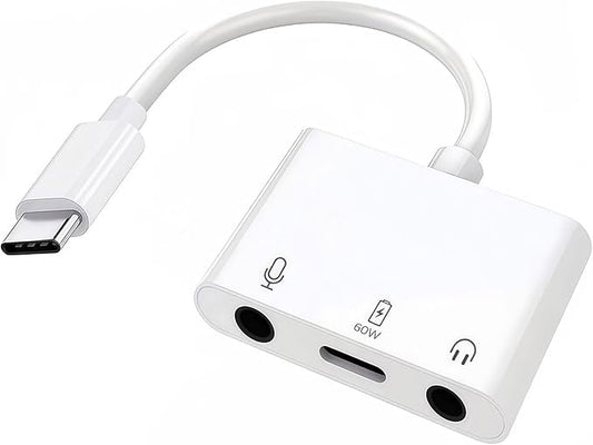 USB C to Microphone & 3.5mm Headphone Adapter with PD Fast Charging for Live-Streaming, 3-in-1 Aux to USB C Audio & MIC Splitter Compatible with iPhone 15/16/17, iPad Pro, Galaxy S25Ultra, and More