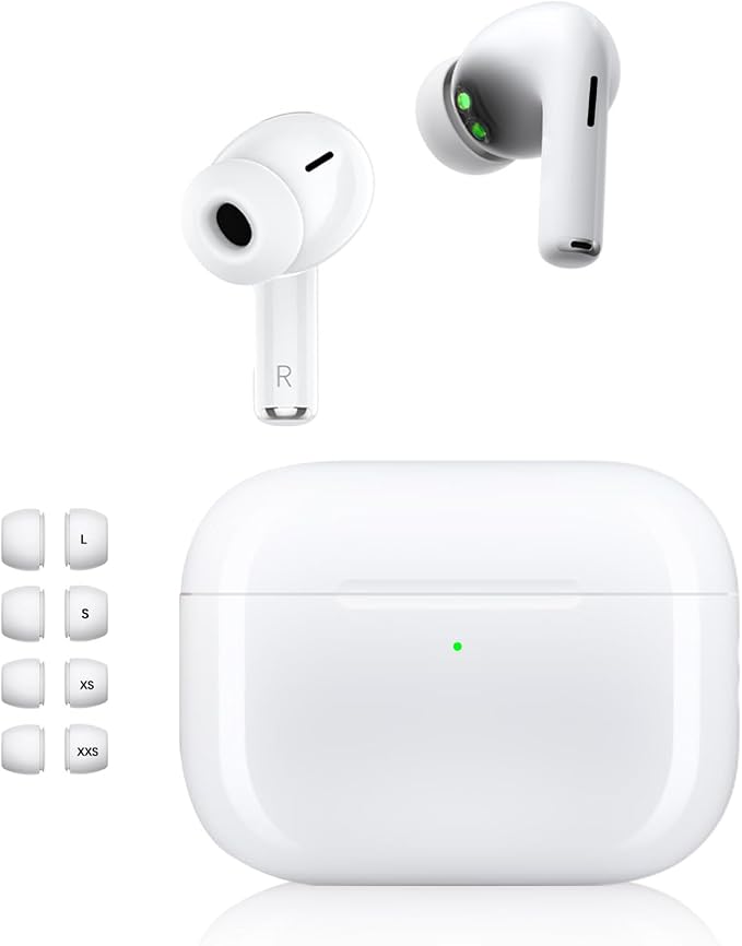 Pro 3 Wireless Earbuds, Active Noise Cancellation, Live Translation, Heart Rate Sensing, Panoramic Stereo Sound, Bluetooth Headphones, USB-C Charging, White