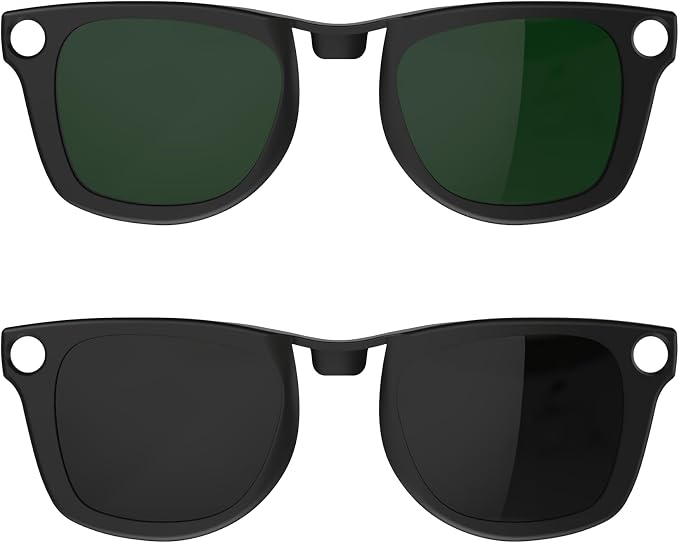 HIBLOKS 2Pcs Polarized Clip for Ray-Ban Meta Wayfarer RW4006 & Gen 2 RW4012 Regular (50-22), Matte Black Frame Discoloration Clip for RayBan Meta Gen 2 Protect Your Eyes, (Black+Green)