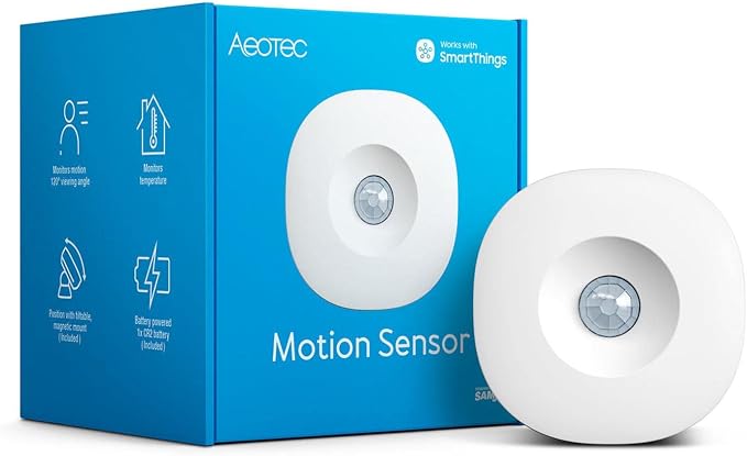 Aeotec SmartThings Motion Sensor, Zigbee, Magnetic Mounting, Works with Smart Home Hub and Compatible Zigbee Hubs