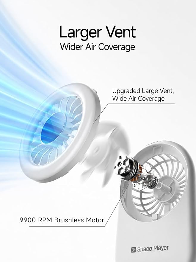 Space Player MagSafe Magnetic Cooling Fan for iPhone & Android Portable Phone Cooling Fan with LED Light Rechargeable Mini Handheld Fan 3-in-1 Magnetic Desk Fan for Gaming Travel & Outdoor Use Orange