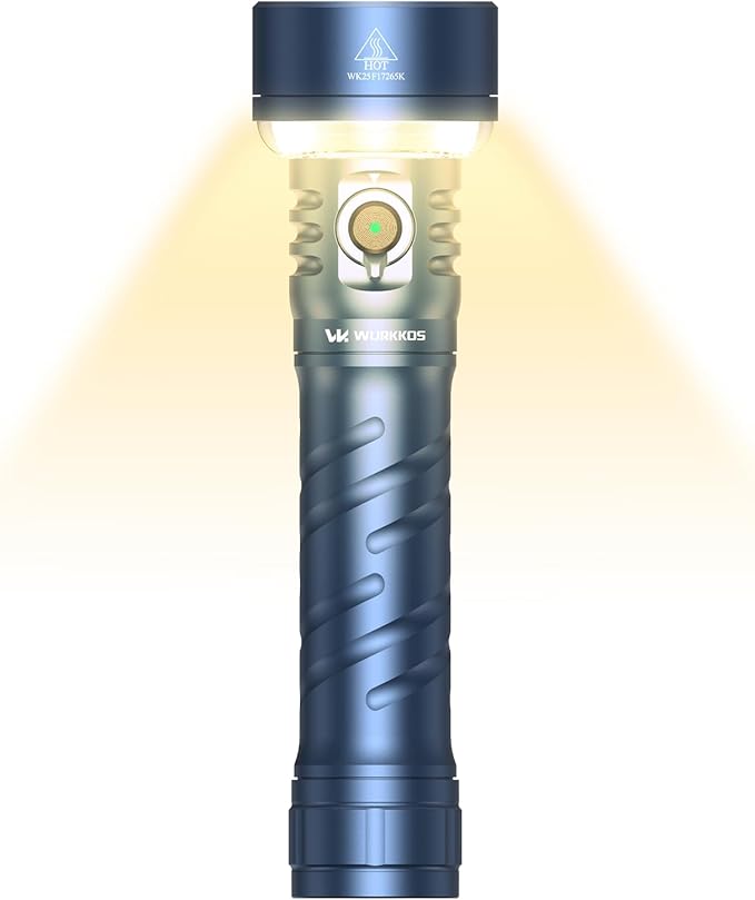 Wurkkos TS27 Rechargeable High Lumen Flashlights, 3200LM 2772Feet Long Throw Super Bright Flashlight,Bidirectional Lighting 300-hour Ultra-Long Flashlights for Camping,Exploration,Work(Blue)