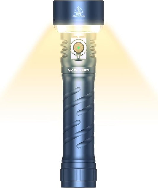 Wurkkos TS27 Rechargeable High Lumen Flashlights, 3200LM 2772Feet Long Throw Super Bright Flashlight,Bidirectional Lighting 300-hour Ultra-Long Flashlights for Camping,Exploration,Work(Blue)