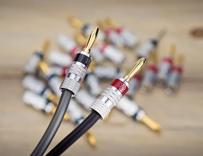 Sewell Silverback Banana Plugs, 24k Gold Dual Screw Lock Speaker Connector, 6 Pairs
