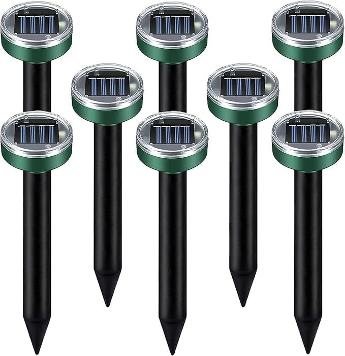 Mole Repellent Solar Powered - Ultrasonic Rodent Repeller 8 Pack,Waterproof Solar Powered Groundhog Deterrent for Yard Garden Farm,Rat Repellent for Gopher