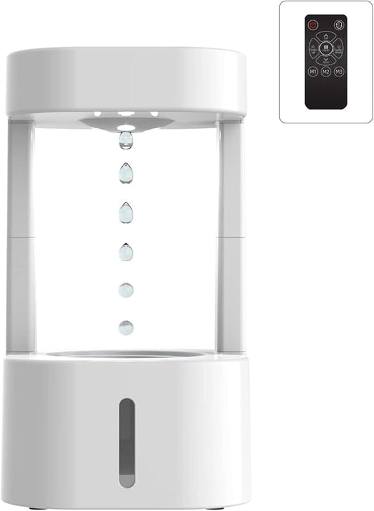 Anti-Gravity Humidifier, Levitating Water Fountain with 7-Color Mood Light, 3-in-1 Tabletop Fountain & Mini Humidifier for Home Office Bedroom, Novelty Gift