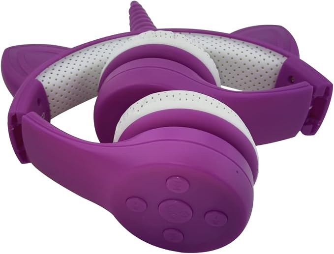 Unicorn Headphones for Girls,Bluetooth Unicorn Headphones Toddler School Laptop Cellphones Plane use, Light Up Wireless Kid Headphone Birthday Gifts (Dark Purple)