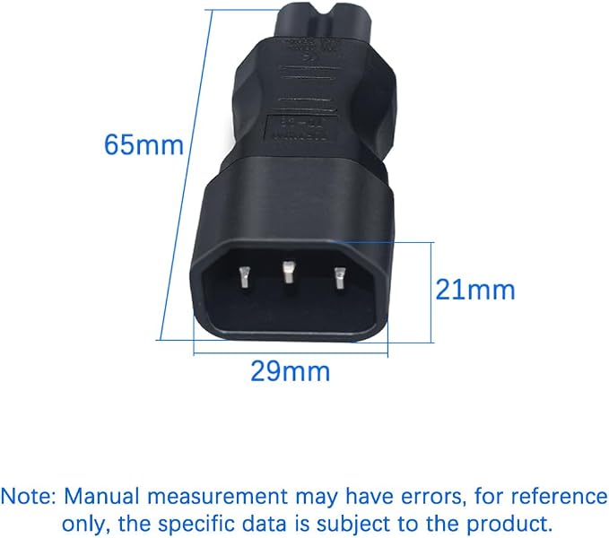 (10Packs IEC 320 C14 to C7 Power Adapter,10A-125V for America, 2.5A-250V for Europe, Male to Female Plug Adapters Standard AC Power Cord for PDU UPS
