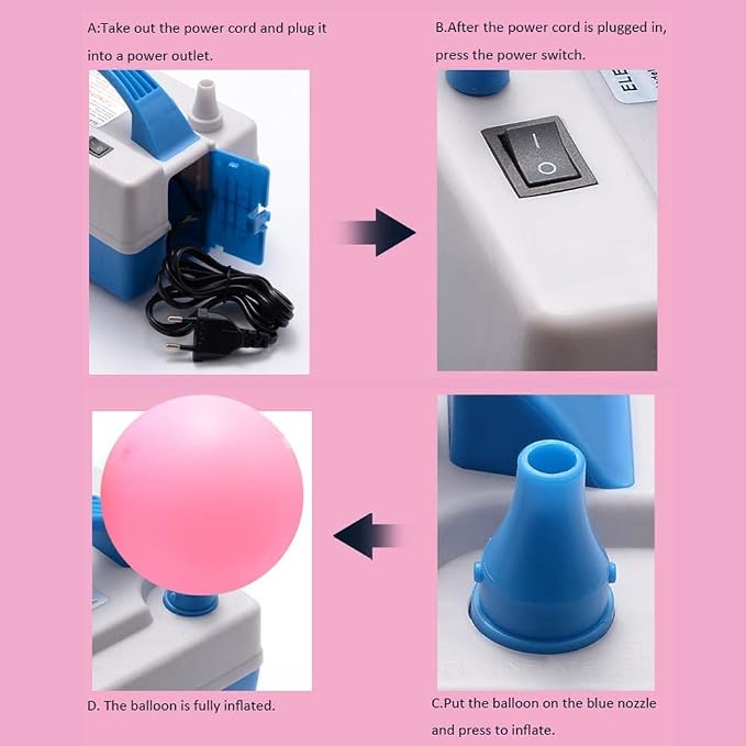 Balloon Pump Electric,Electric Air Pump for Balloons,Portable Dual Nozzle Electric Balloon Inflator/Blower with Multipurpose Hose Extension,for Party Decoration,Inflatable Pool Bed