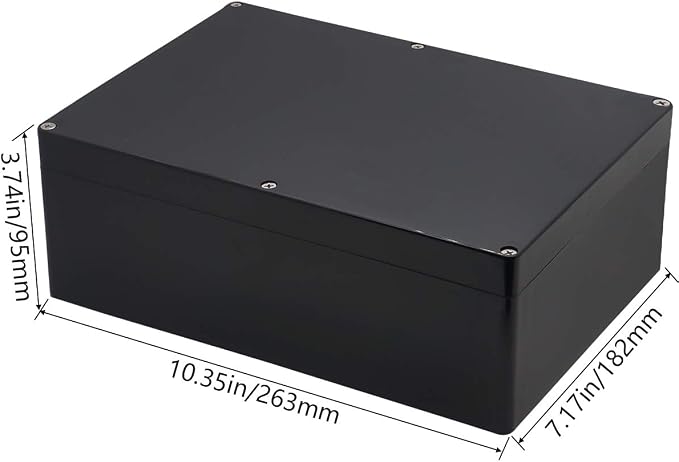 Project Box IP65 Waterproof Junction Box ABS Plastic Black Electrical Boxes DIY Electronic Project Case Power Enclosure 10.35x7.17x3.74 inch(263x182x95 mm)