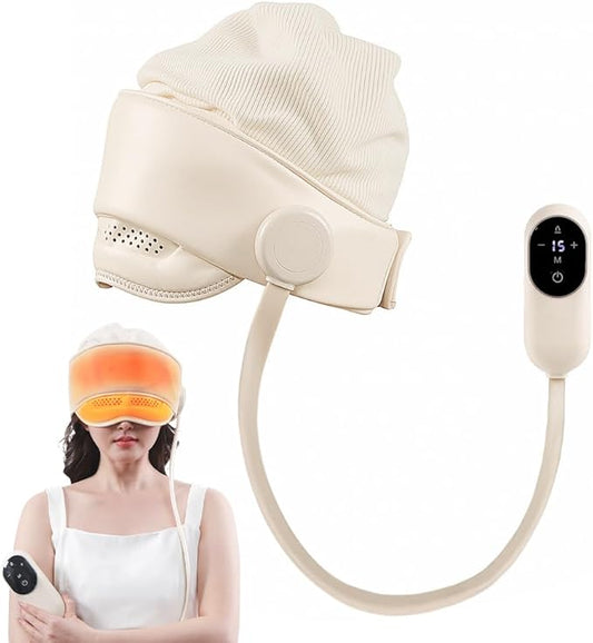 Electric Head and Eye Massager with Heat, Rechargeable 6-Zone Scalp Massager, 4 Modes & 3 Warmth Settings, Ideal for Stress Relief and Home Relaxation