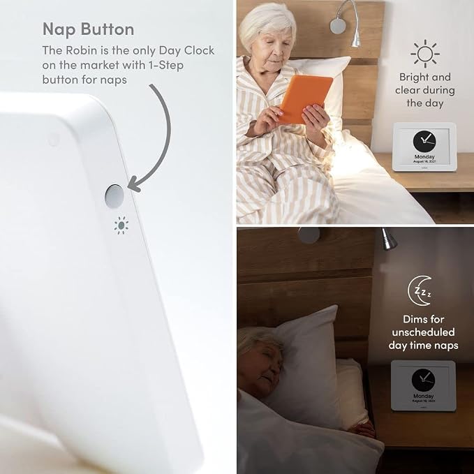 Robin Day Clock 2026 for Seniors, 8" Large Digital Calendar Dementia Clock with Talking Function, Alarms, Easy-to-Read Display for Elderly, Day Date Time, Medication Reminder, DST, White