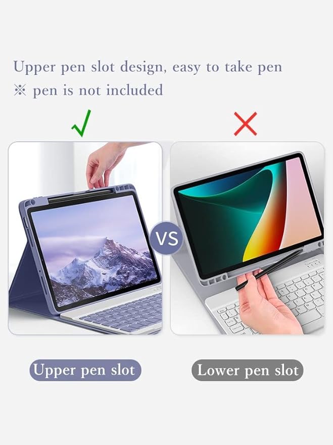 kaitesi Keyboard Case for iPad A16 (11th Gen 11")/ iPad 10th Generation 2022 10.9 inch, Magnetically Detachable Bluetooth Color Keyboard Smart Folio Cover with Pencil Holder (Misty Blue)