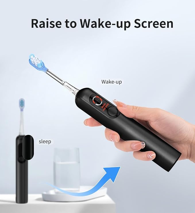 Sonic Toothbrush with Travel Case, Electric Toothbrush, AI Smart Display, 4 Modes with Missed Spot Detection, Pressure Sensor, 2 Brush Heads,Travel Toothbrush with Case