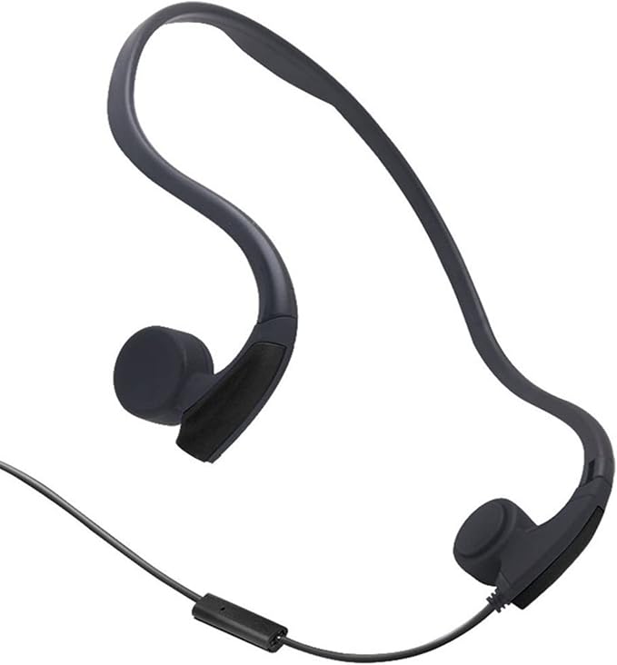 Bone Conduction Wired Headphones with Noise Cancelling Mic 3.5mm Connector Sweat Resistant Headphones for Cycling Running and Other Sports (Black)