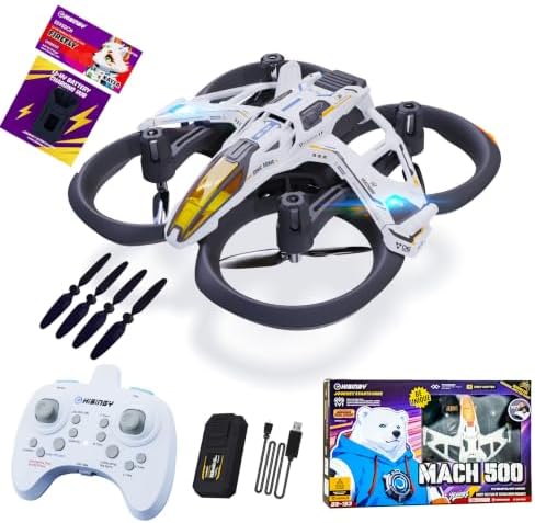 HISINGY MACH 500 Toy Drones for Kids with Replacement Blade Propellers (4 pcs) and High Efficiency Battery Charger,Mini Micro Nano Indoor RC Quadcopter for Age 8-12 10-15 12-14,Kids Drone with LED Lig