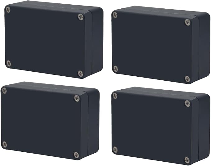 Project Box IP65 Waterproof Junction Box ABS Plastic Black Electrical Boxes DIY Electronic Project Case Power Enclosure 3.3 x 2.3 x1.3 Inch(83 x 58 x 33)
